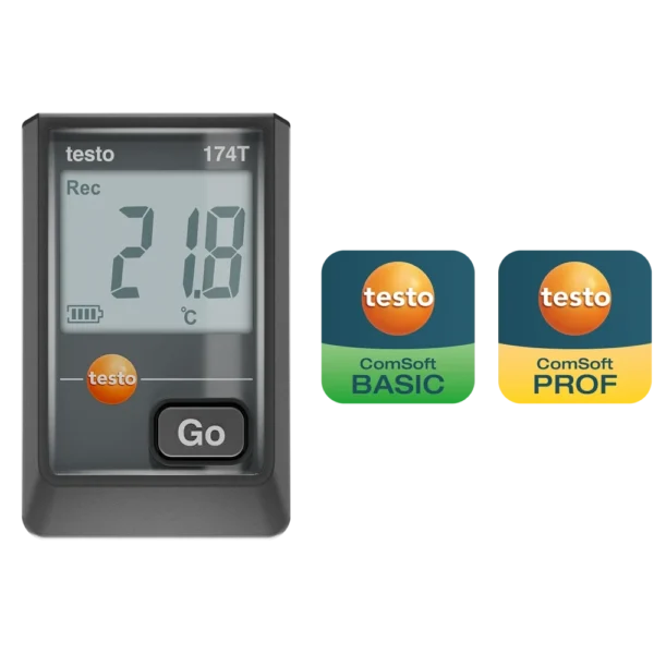 Mini rejestrator temperatury Testo 174 T USB-C – widok frontowy